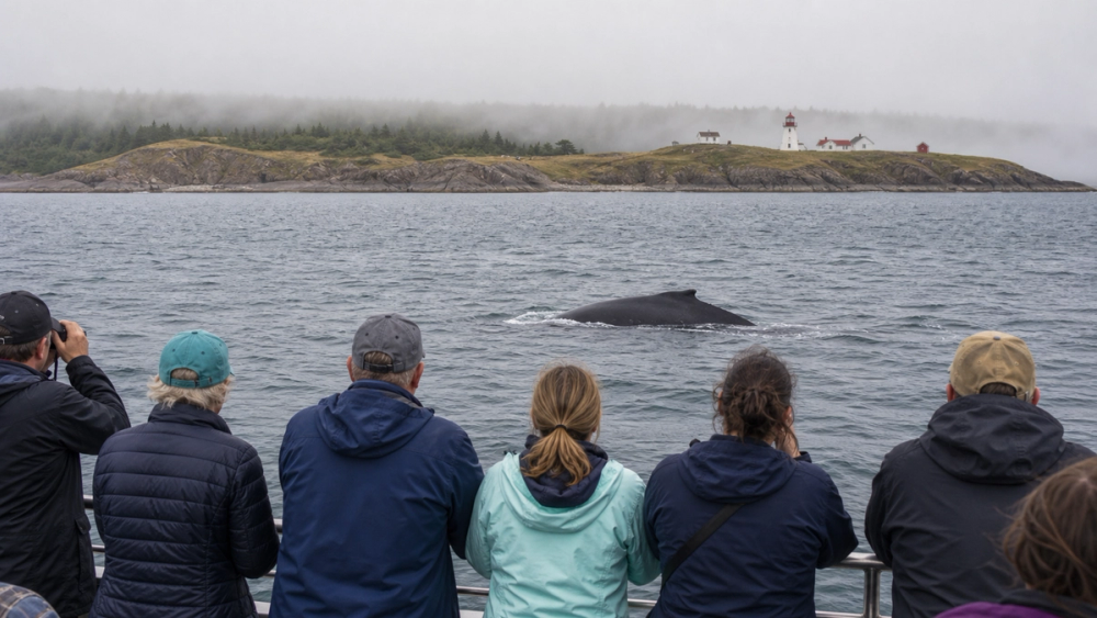 Watch whales off Brier Island at the end of the road, Canada