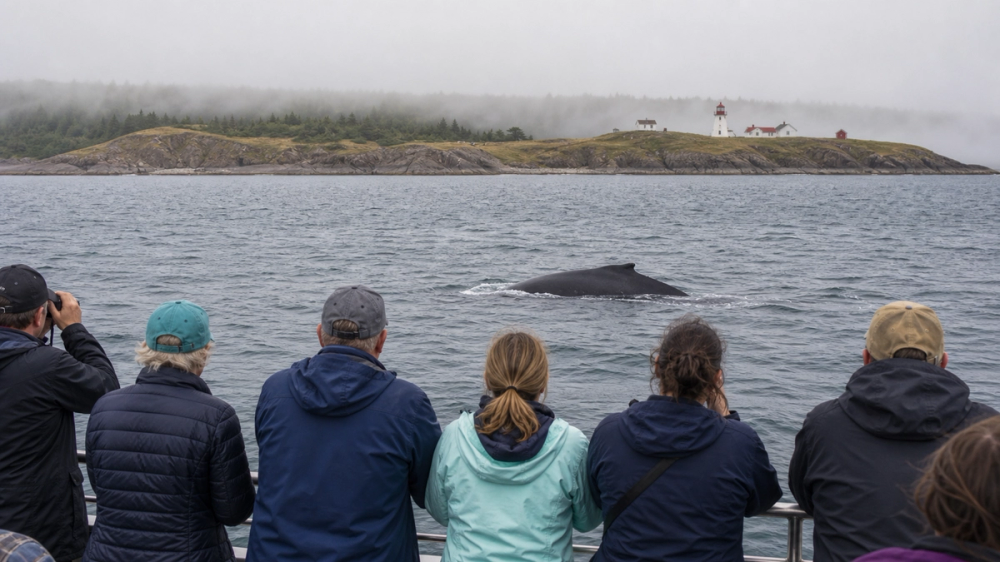 Watch whales off Brier Island at the end of the road, Canada