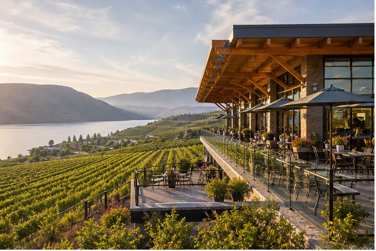 West Kelowna winery estates and Okanagan Lake views