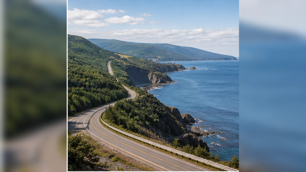 Cabot Trail coastal cliffs in Cape Breton Highlands National Park