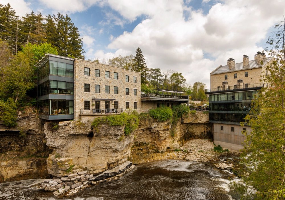 Elora Mill Hotel and Spa overlooking the Elora Gorge