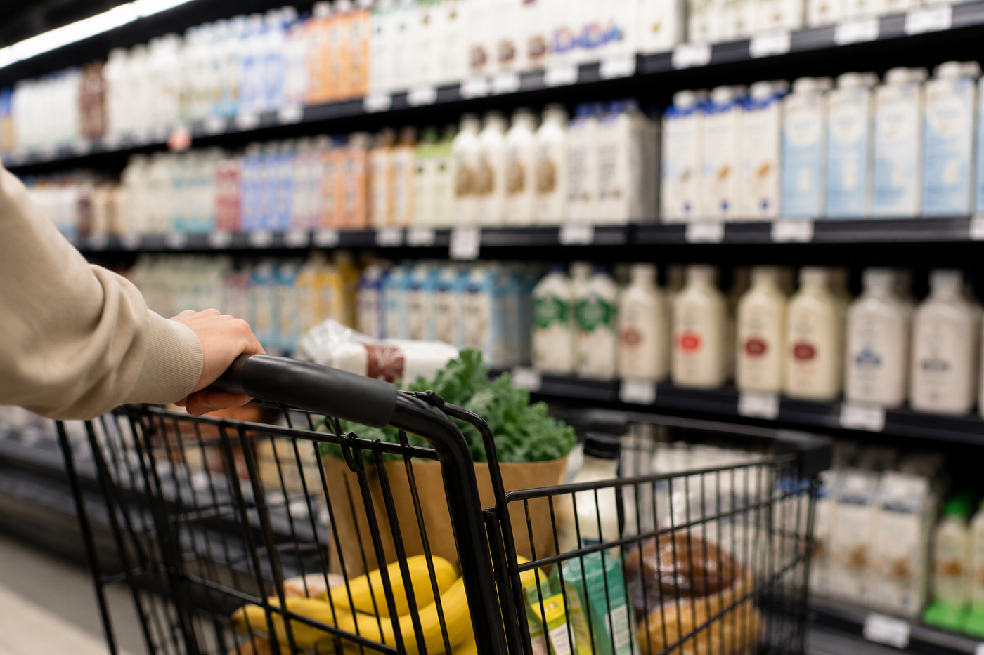 Person shopping in a supermarket