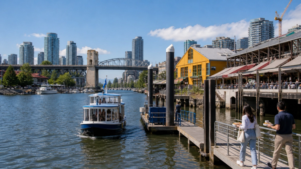 Granville Island grazing and a False Creek ferry, Canada