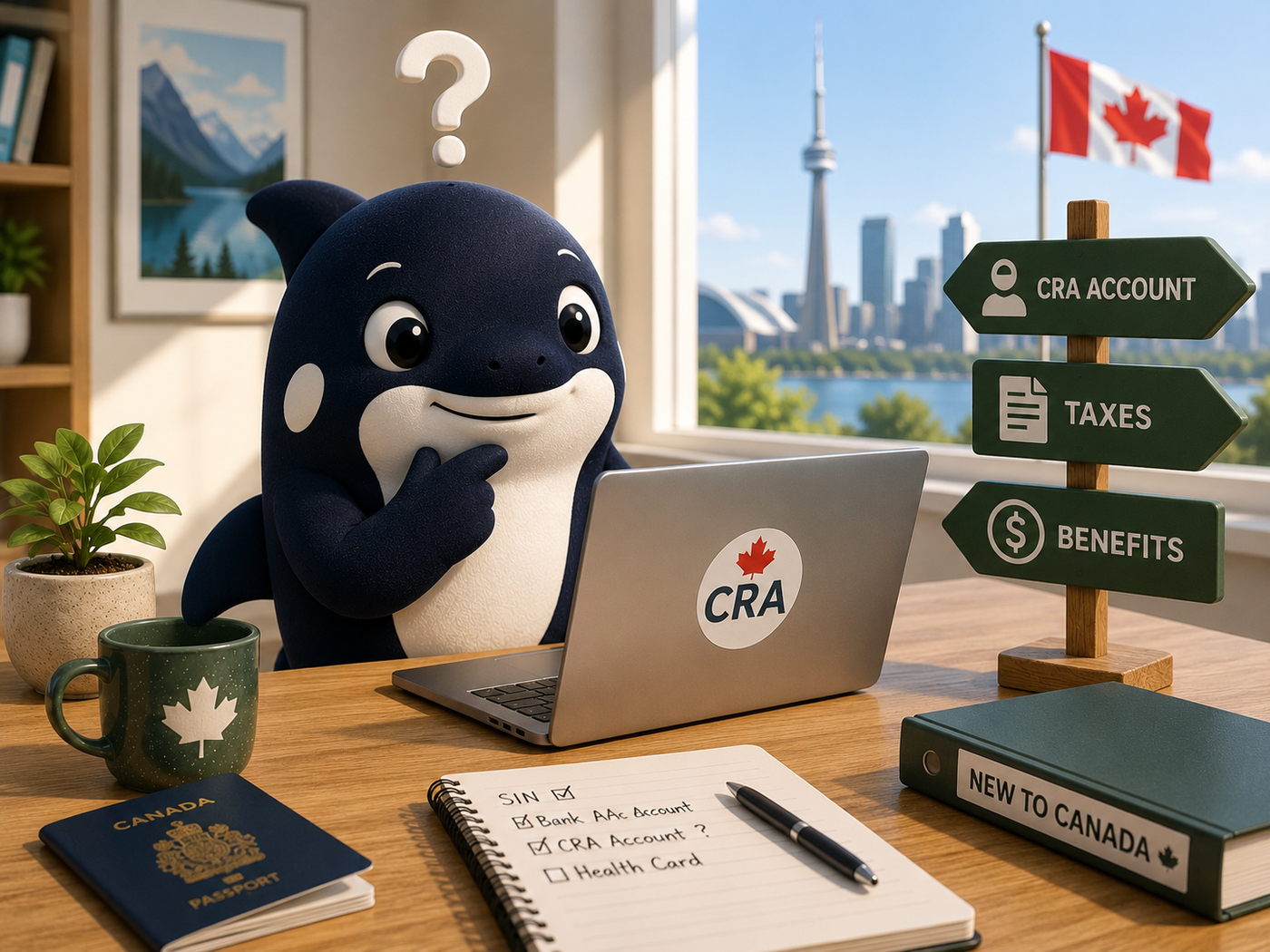 Canadian travel planning scene with weekend bag, map, phone, and checklist