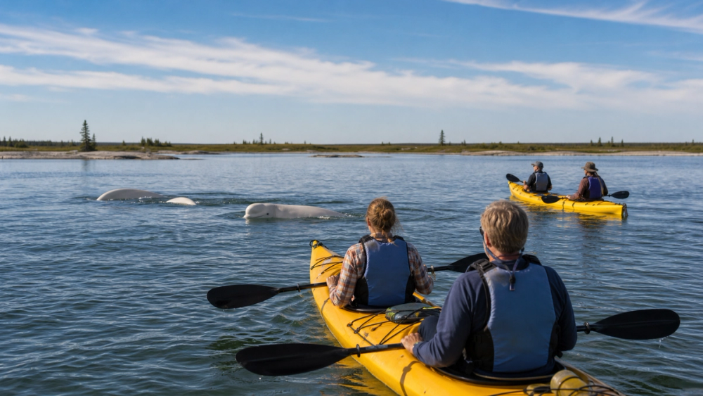 Paddle among thousands of beluga whales in Hudson Bay, Canada