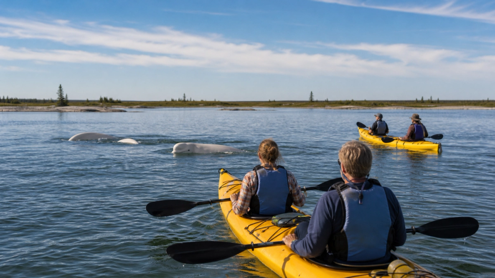 Paddle among thousands of beluga whales in Hudson Bay, Canada