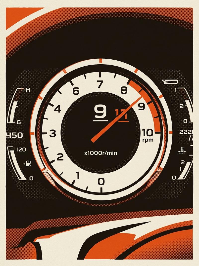 Lexus LFA instrument cluster showing the tachometer sweeping toward the 9000 rpm redline.