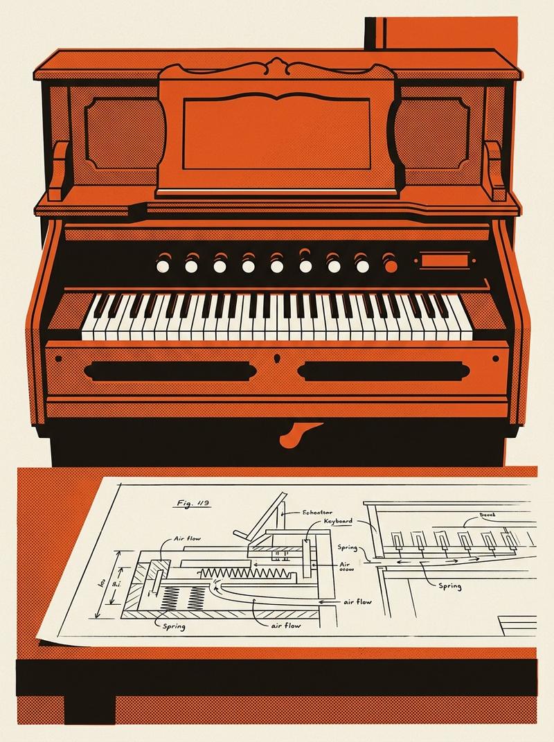 A period-accurate Japanese reed organ of the Meiji Restoration era, the type Torakusu Yamaha repaired and reverse-engineered at the Hamamatsu elementa