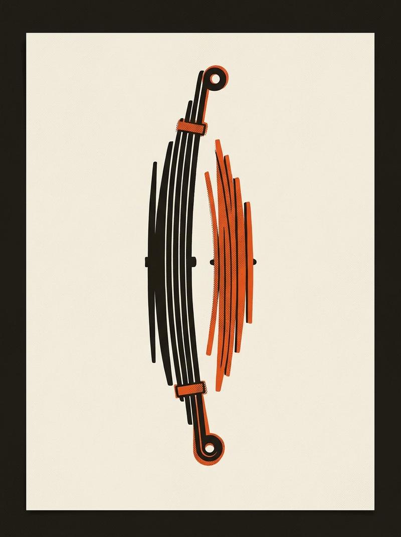 A disassembled progressive-rate leaf spring pack from a 1950s Ford truck, showing the gap between main leaves and auxiliary leaves.