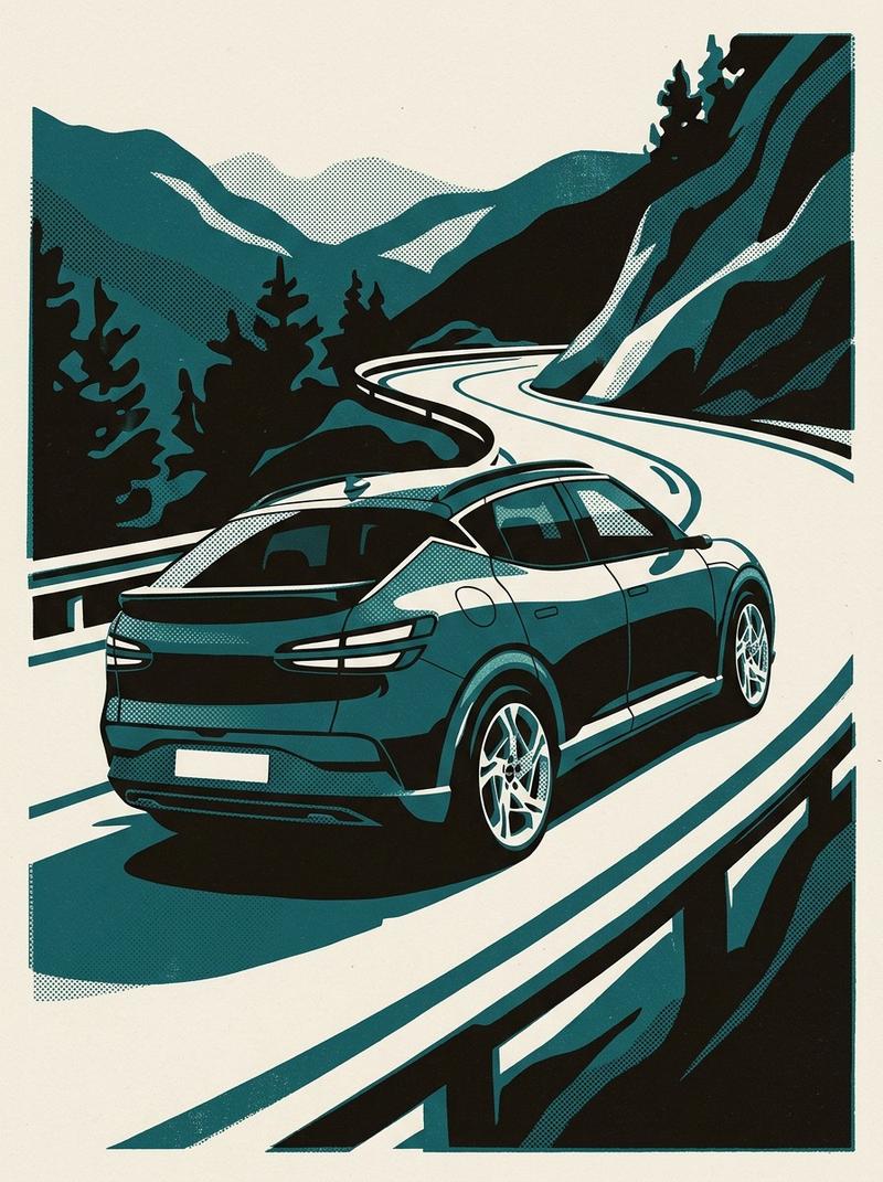2026 Genesis GV60 Performance on a winding road.