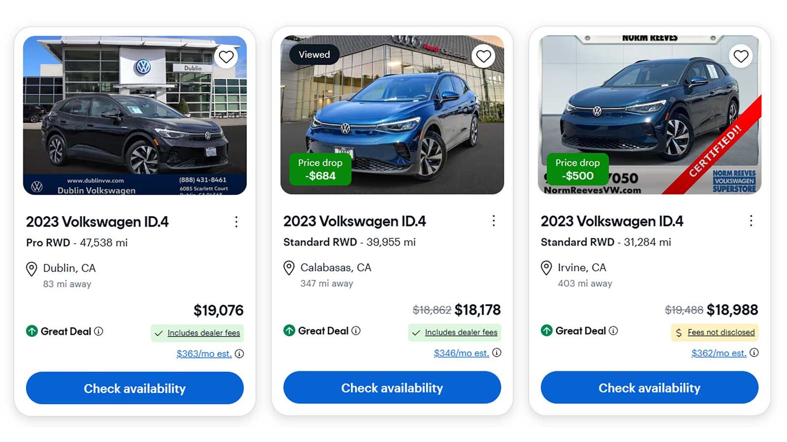 Some EV prices are collapising