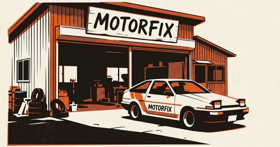 Nozomu Sakai's MotorFix workshop exterior, rural Japan.