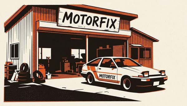 Nozomu Sakai's MotorFix workshop exterior, rural Japan.
