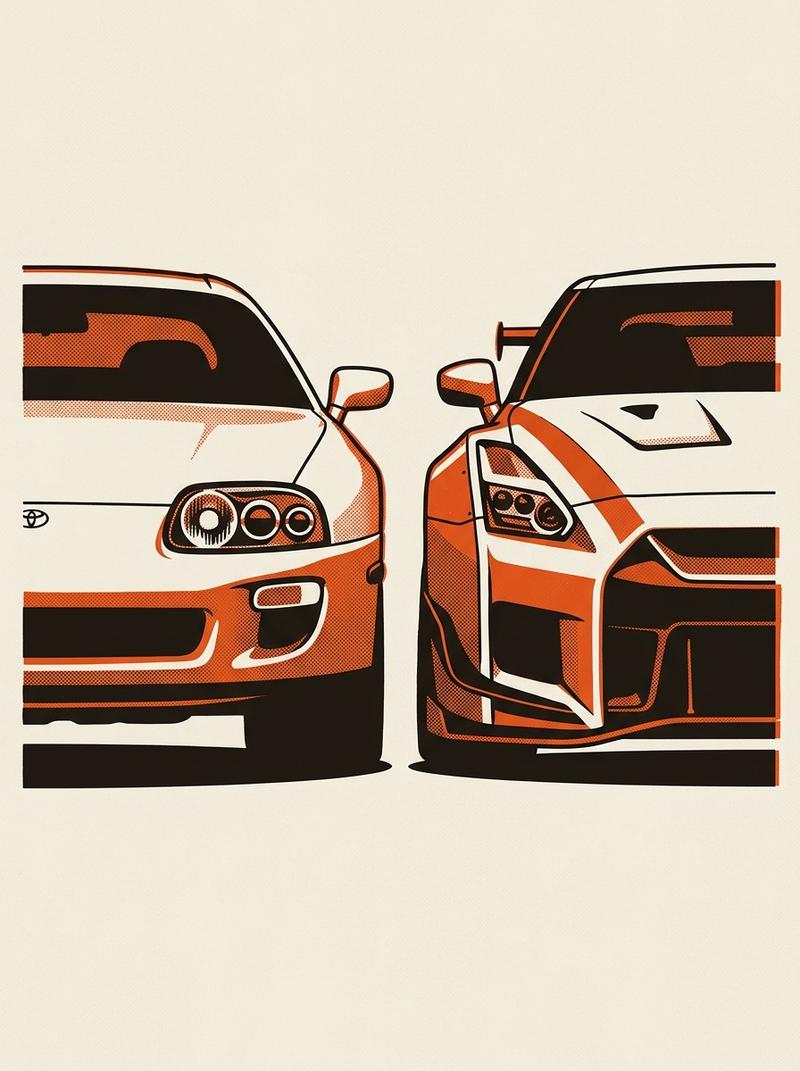 1993 Toyota Supra JZA80 and VeilSide 4509 GTR side by side.