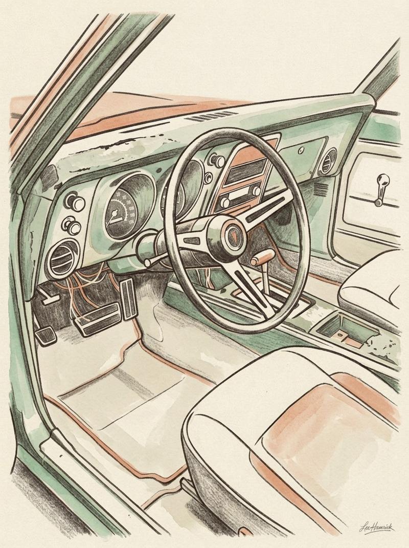 Project Fired-Bird 1968 Pontiac Firebird interior.