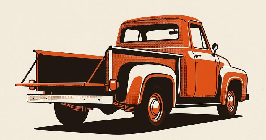 A Ford F-100 pickup from the 1950s, representing the generation when Flex-O-Matic was marketed.