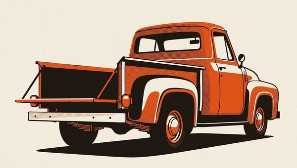 A Ford F-100 pickup from the 1950s, representing the generation when Flex-O-Matic was marketed.