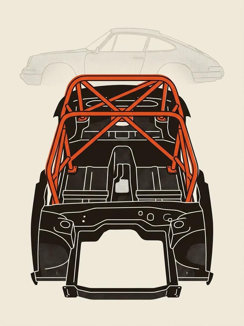 Miata donor chassis with roll cage installed.