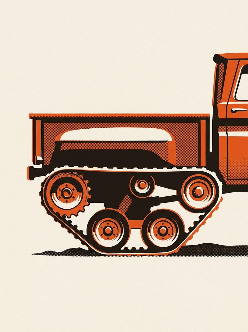 Completed vintage pickup half-track build rear track assembly.