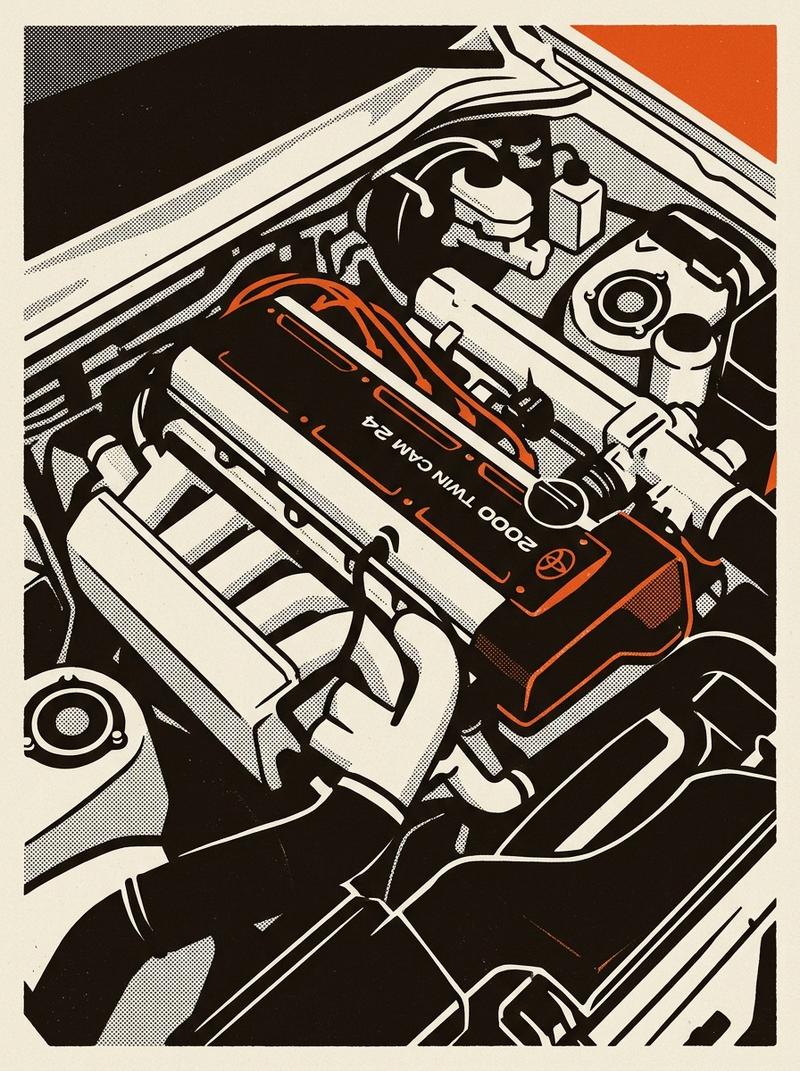 2000 Toyota Origin 2JZ inline-six engine bay.