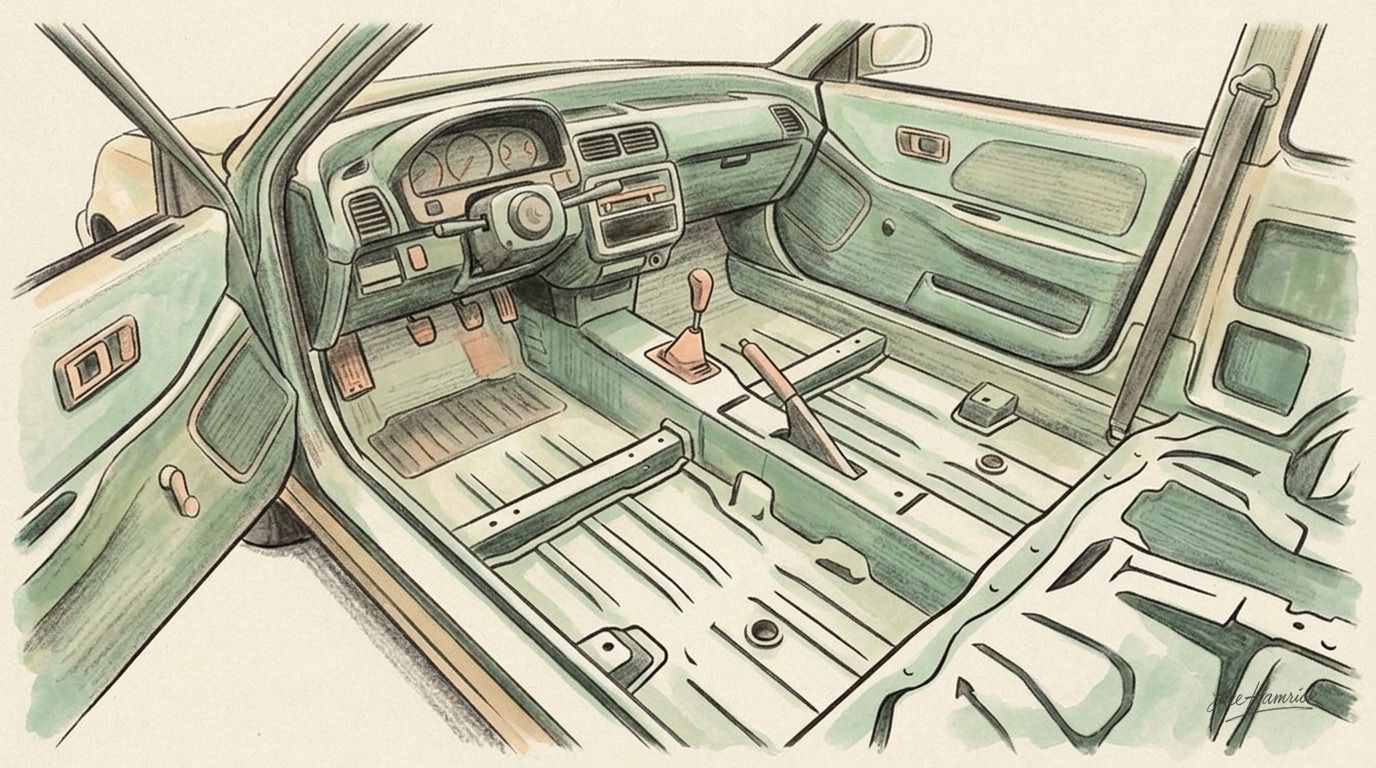 An economy hatchback stripped of weight for free track-day performance