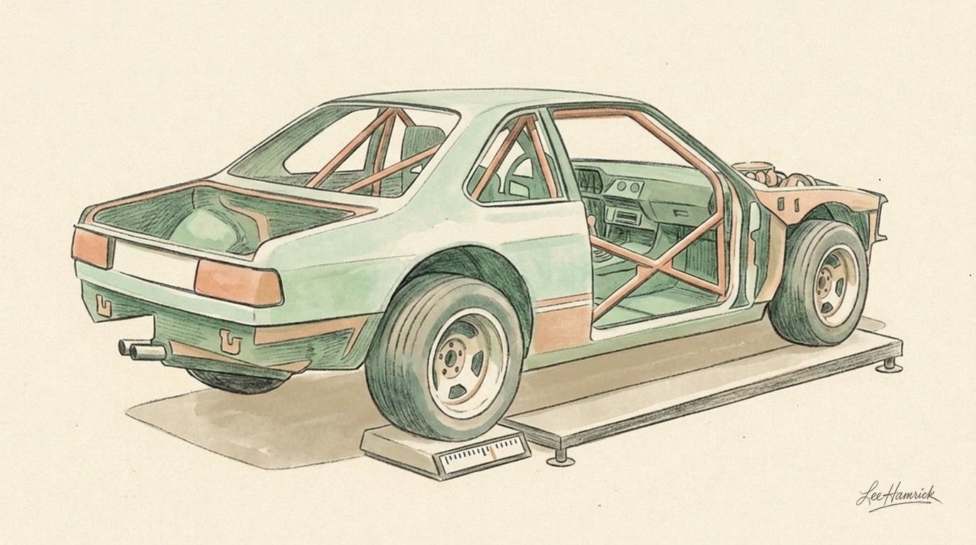 Cheap Racecar Build Ep. 4: The Engine Is In, the Trans Is Bolted, and the Weight Numbers Are Wild
