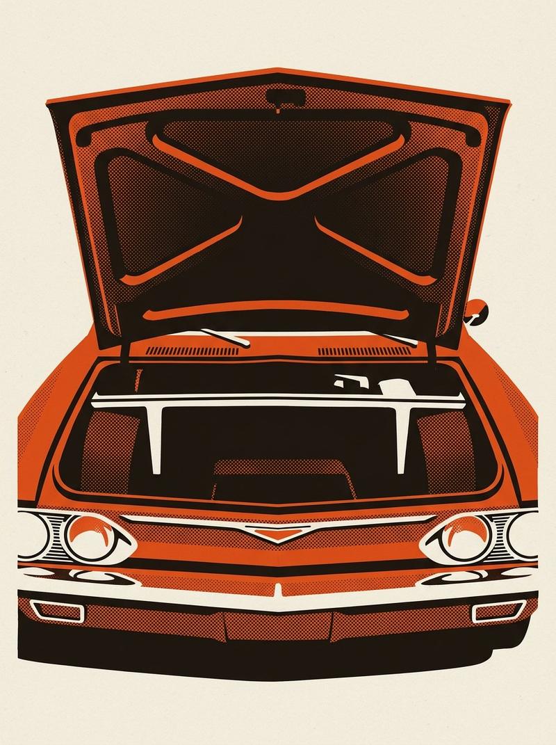 'Just For Kicks' 1966 Chevy Corvair restomod front trunk open.