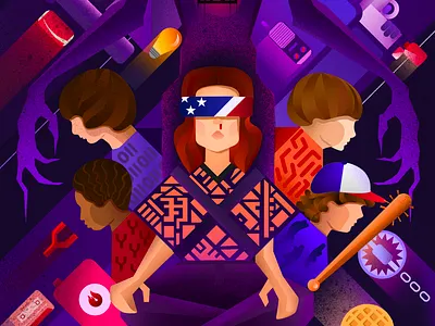 ©https://dribbble.com/ziraqashvili, Stranger Things NETFLIX show fan art. C AR MEN