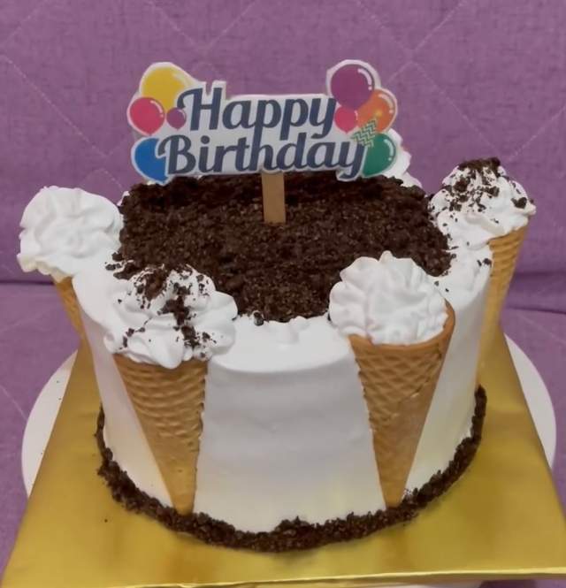 An ice-cream-cone birthday cake by Lorie Kapangyarihan.