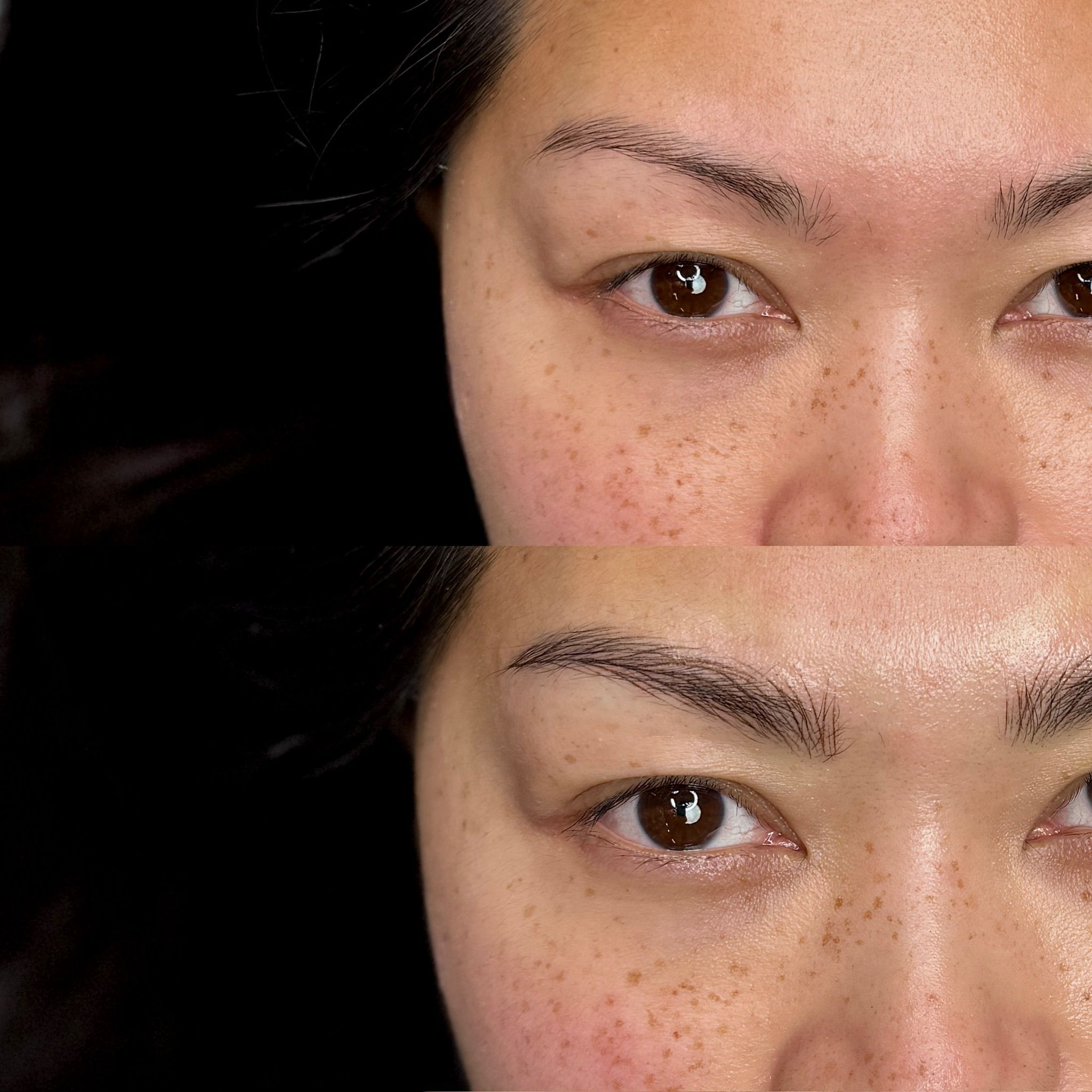 Before and After Nano Brows done by Alexa Nika (@bostonbrowsociety) at MOKO Beauty