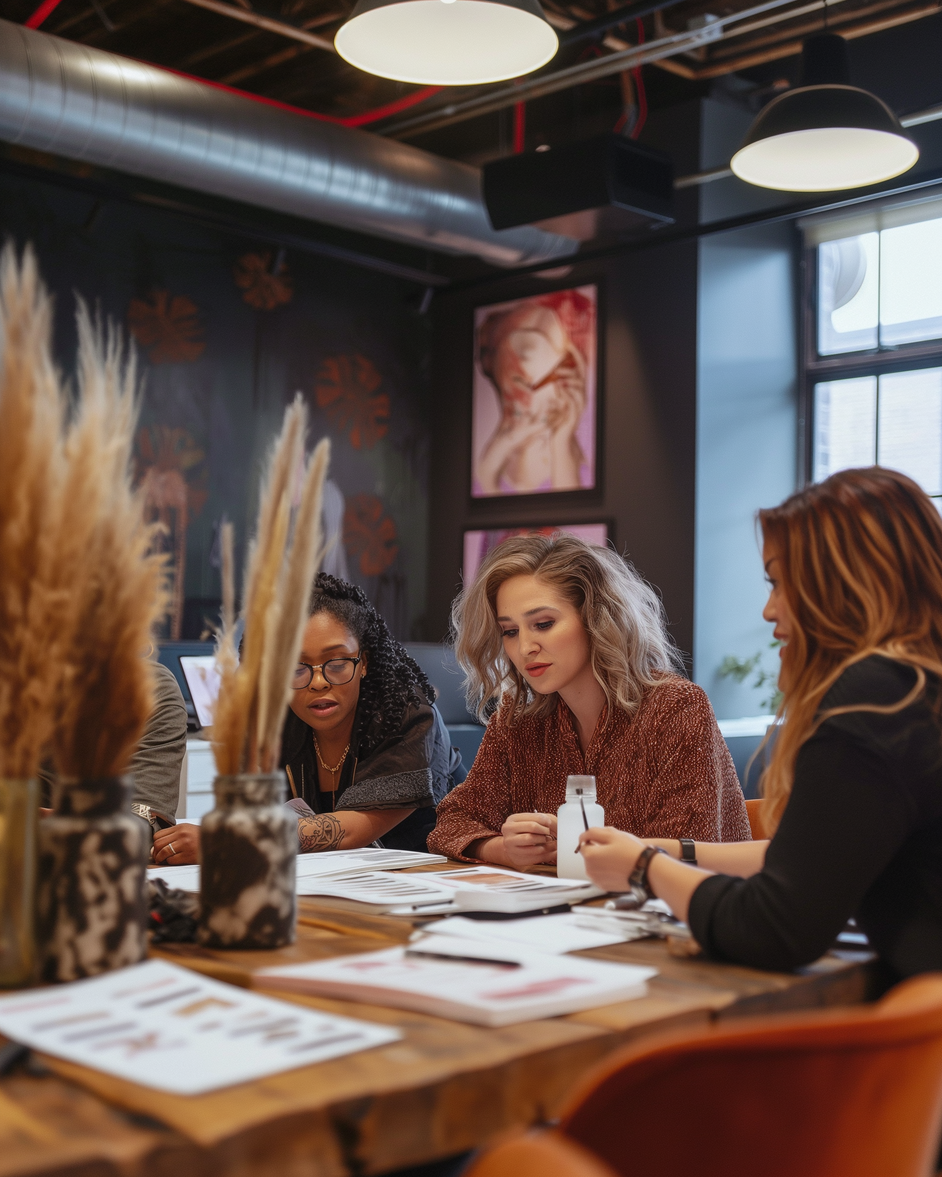 Candid editorial photograph inside MOKO Beauty, capturing a collaborative permanent makeup training workshop in Stoneham, MA