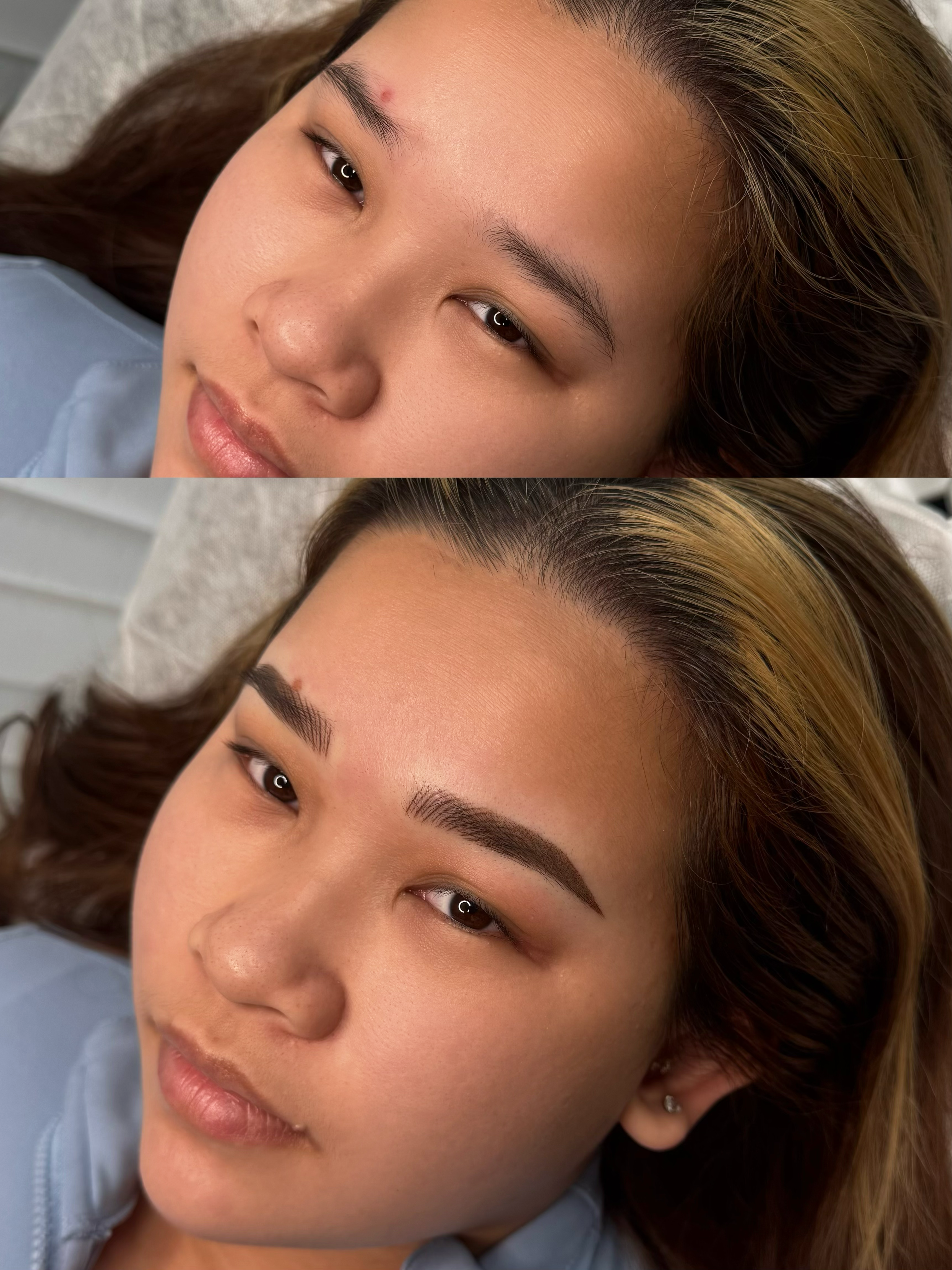 Before and After of Combo Nano Brows done by Nguyen Koshi at MOKO Beauty