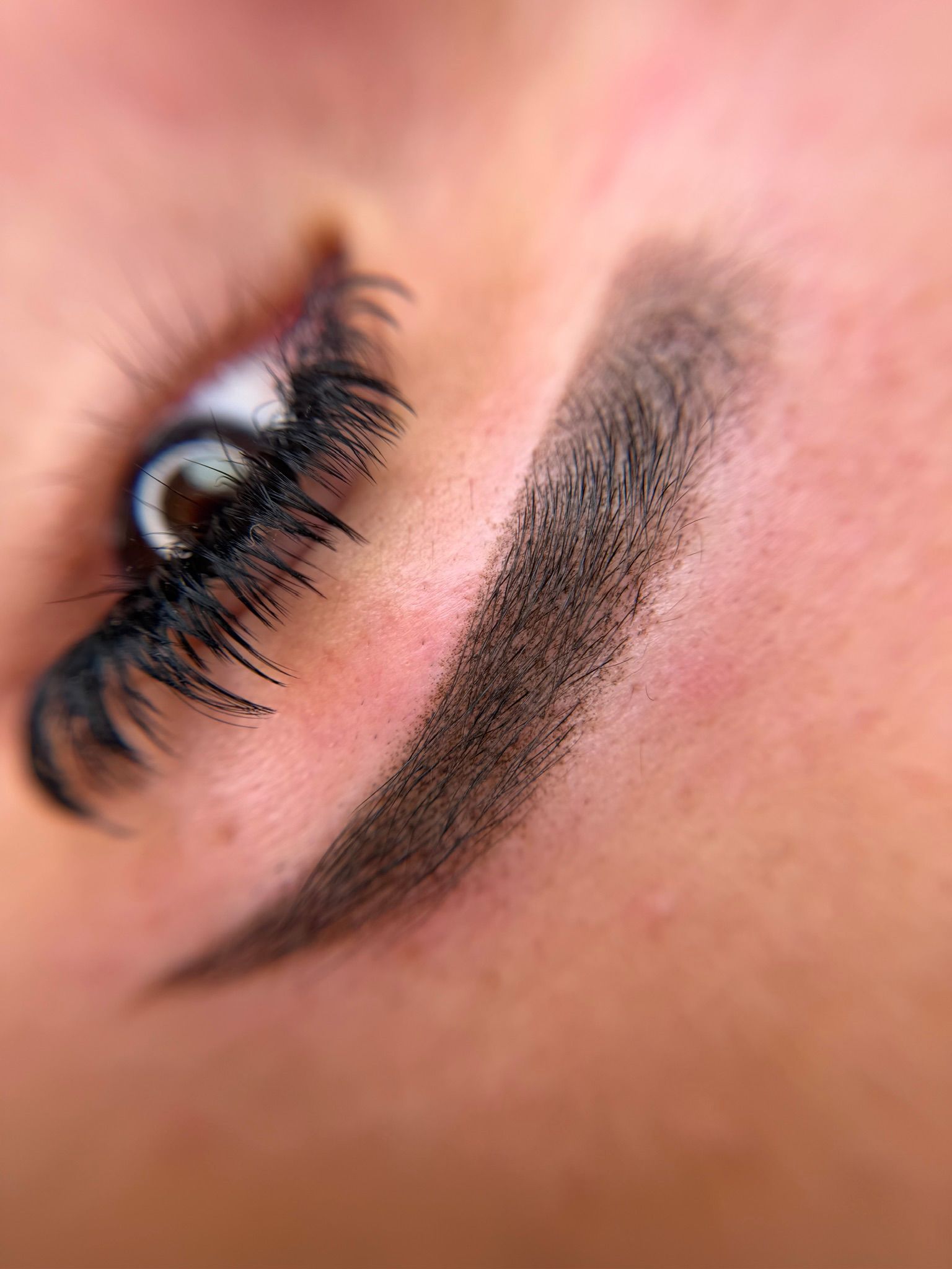 Fresh powder brows close-up