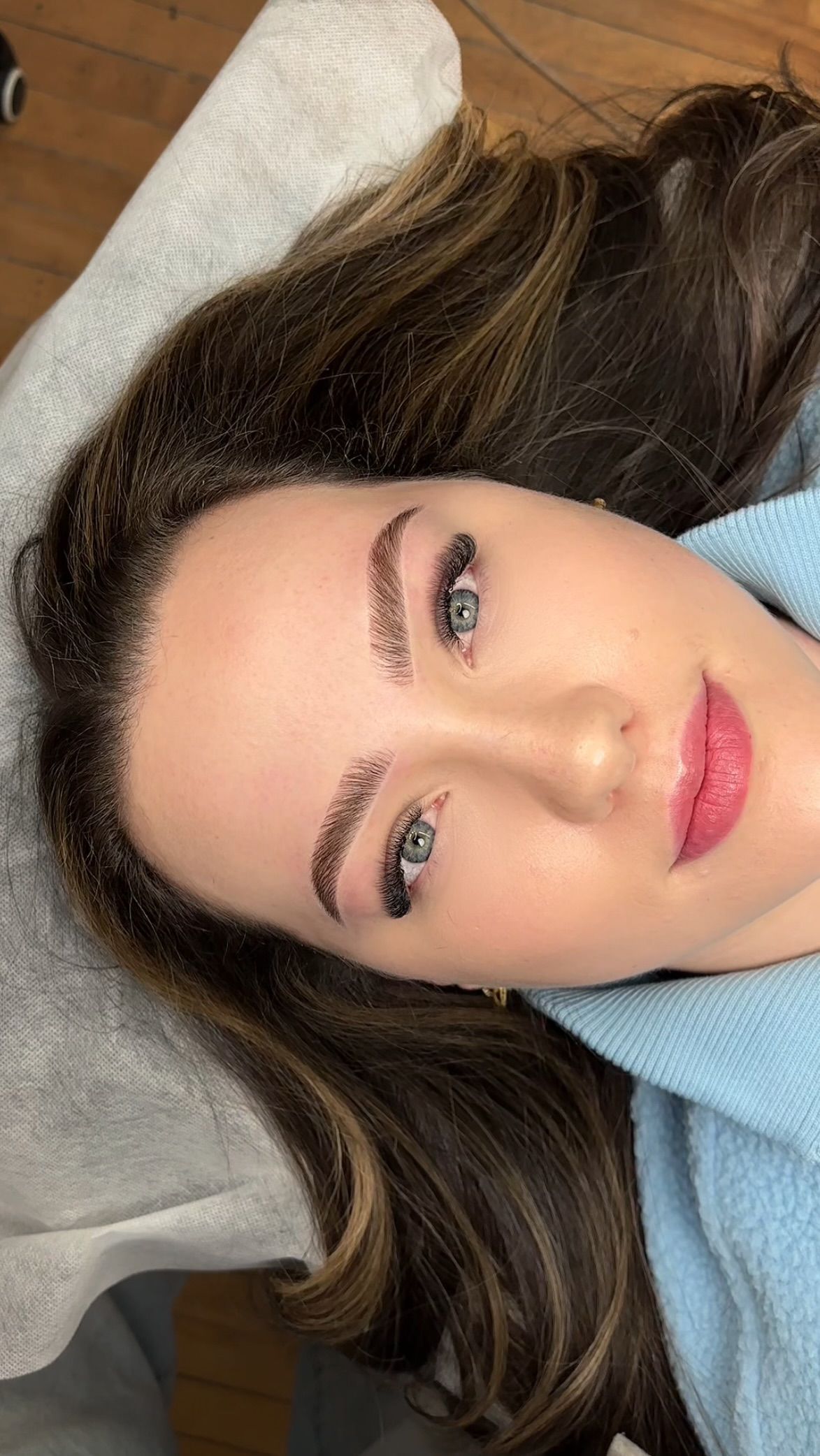 Crispy freshly done micropigmentation on eyebrows