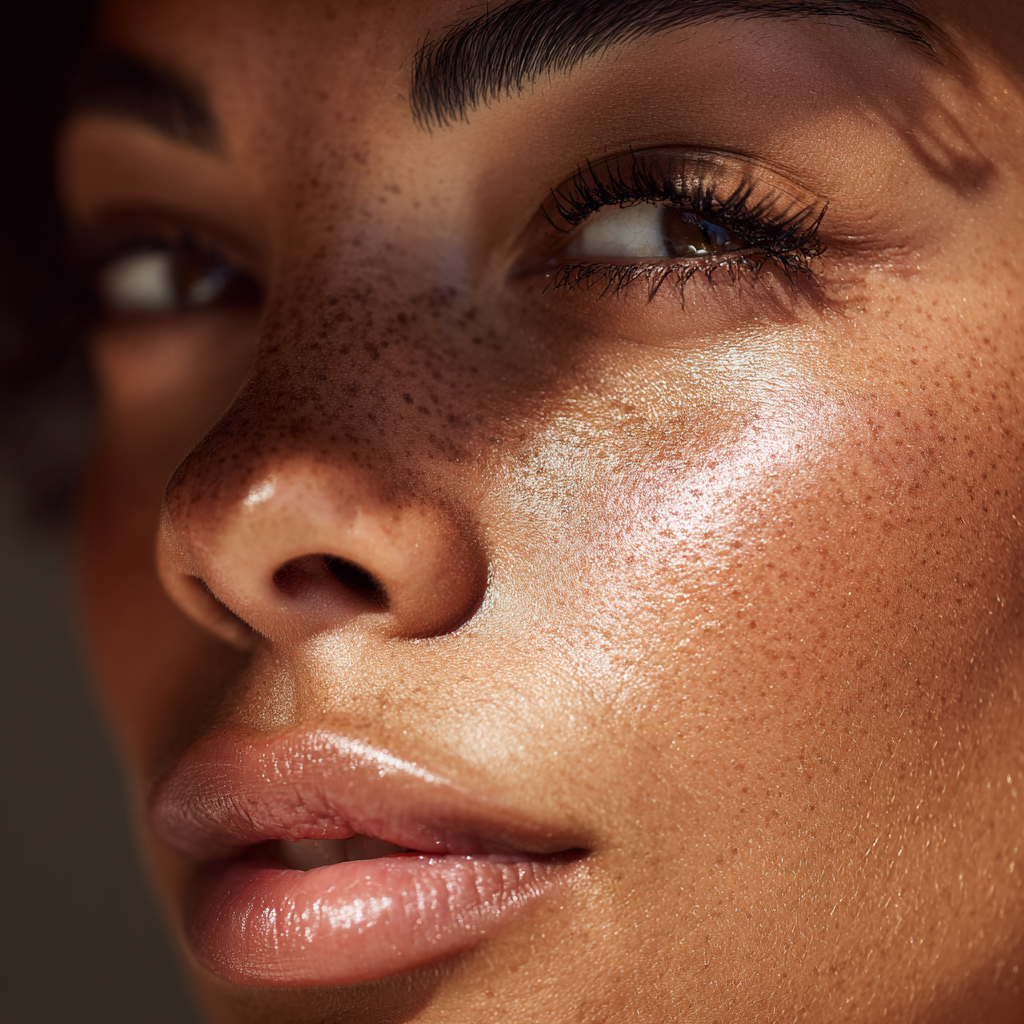 Close up woman's portrait just done eye lash and brow lamination.