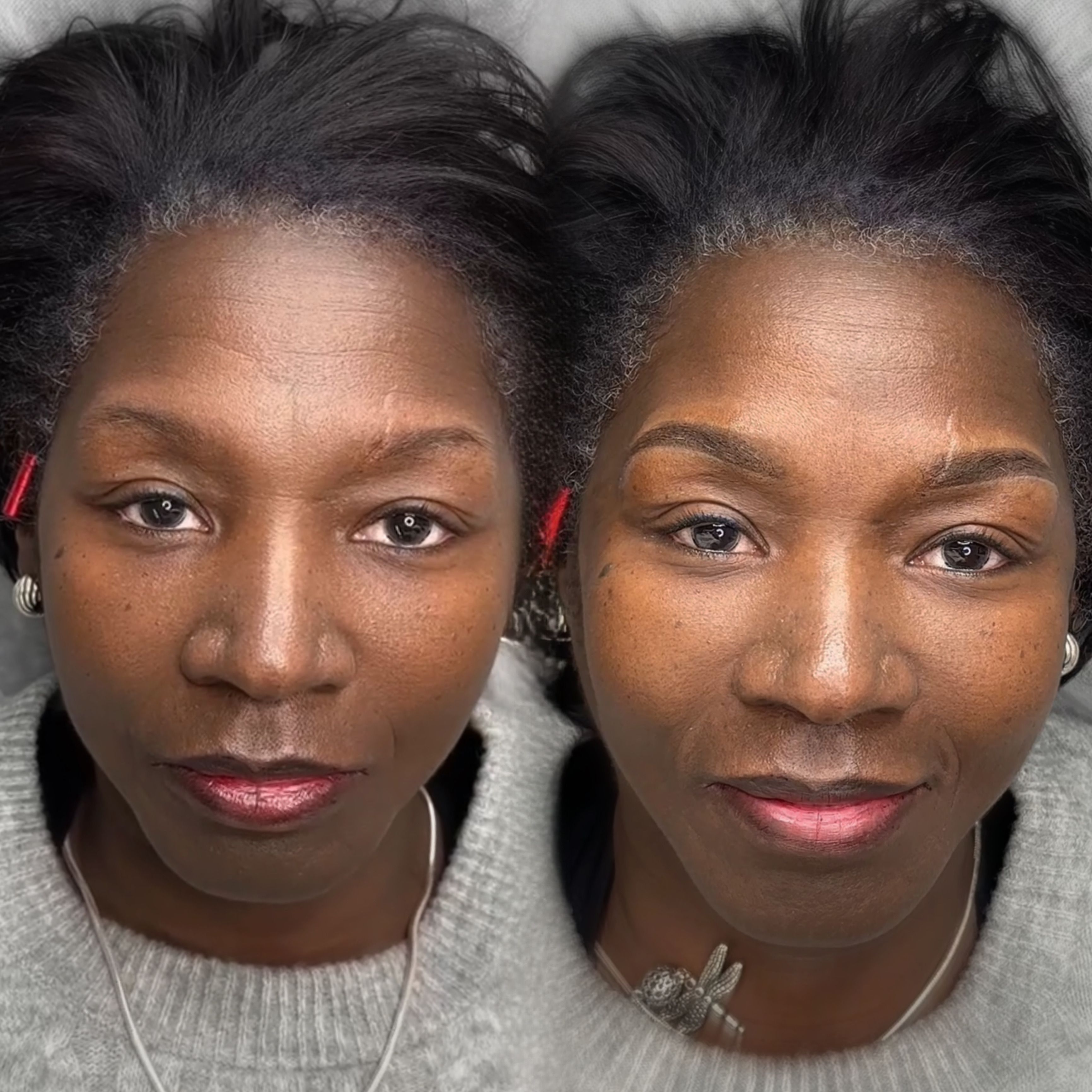 Before and After of powder brows