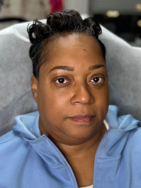 Combo Nano Brows on a melanin-rich person done at MOKO Beauty by Molly Normandin