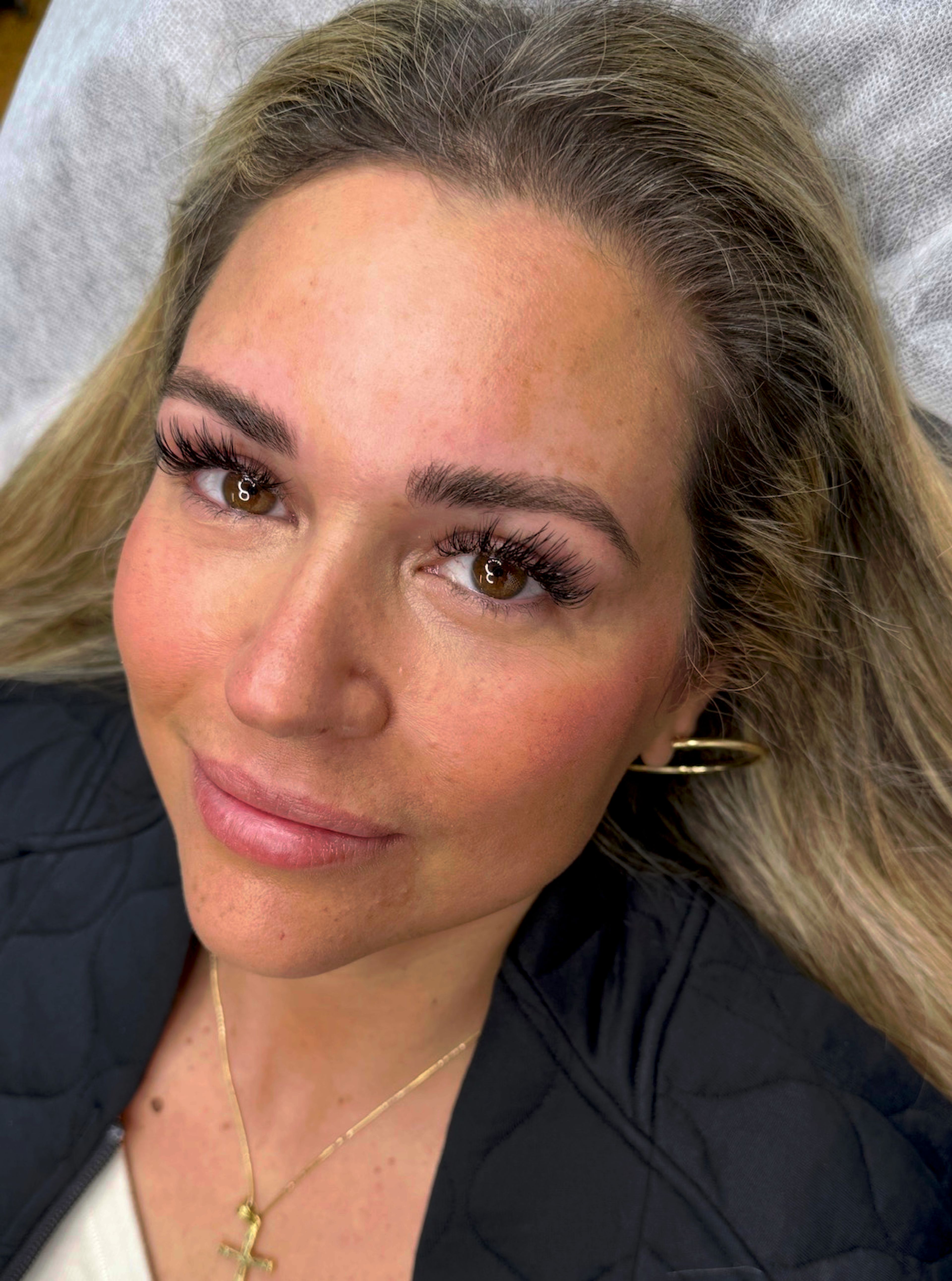 Healed brows on blonde client with brown eyes — natural permanent makeup by MOKO Beauty Boston