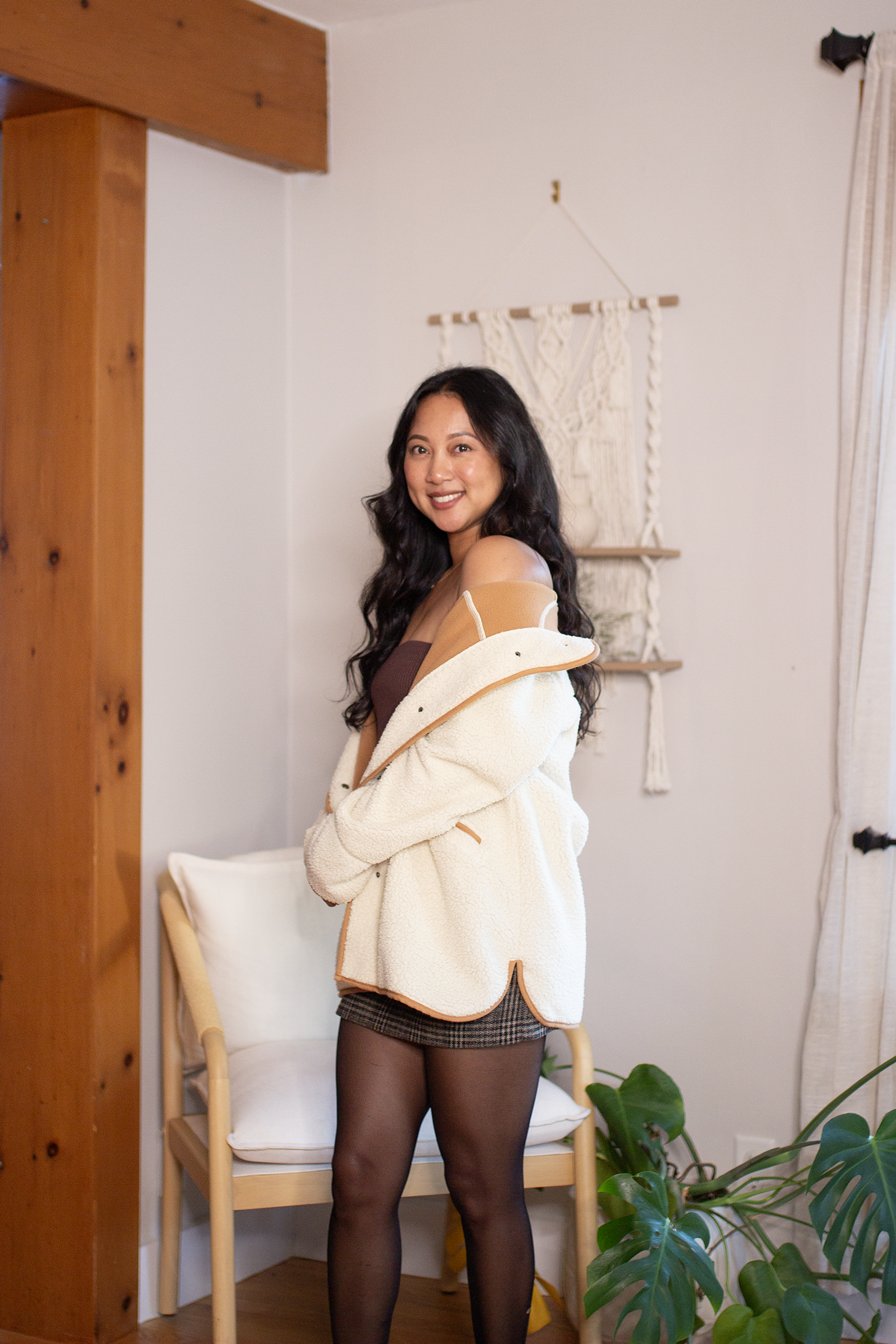 Nguyen at a professional fashion photoshoot.