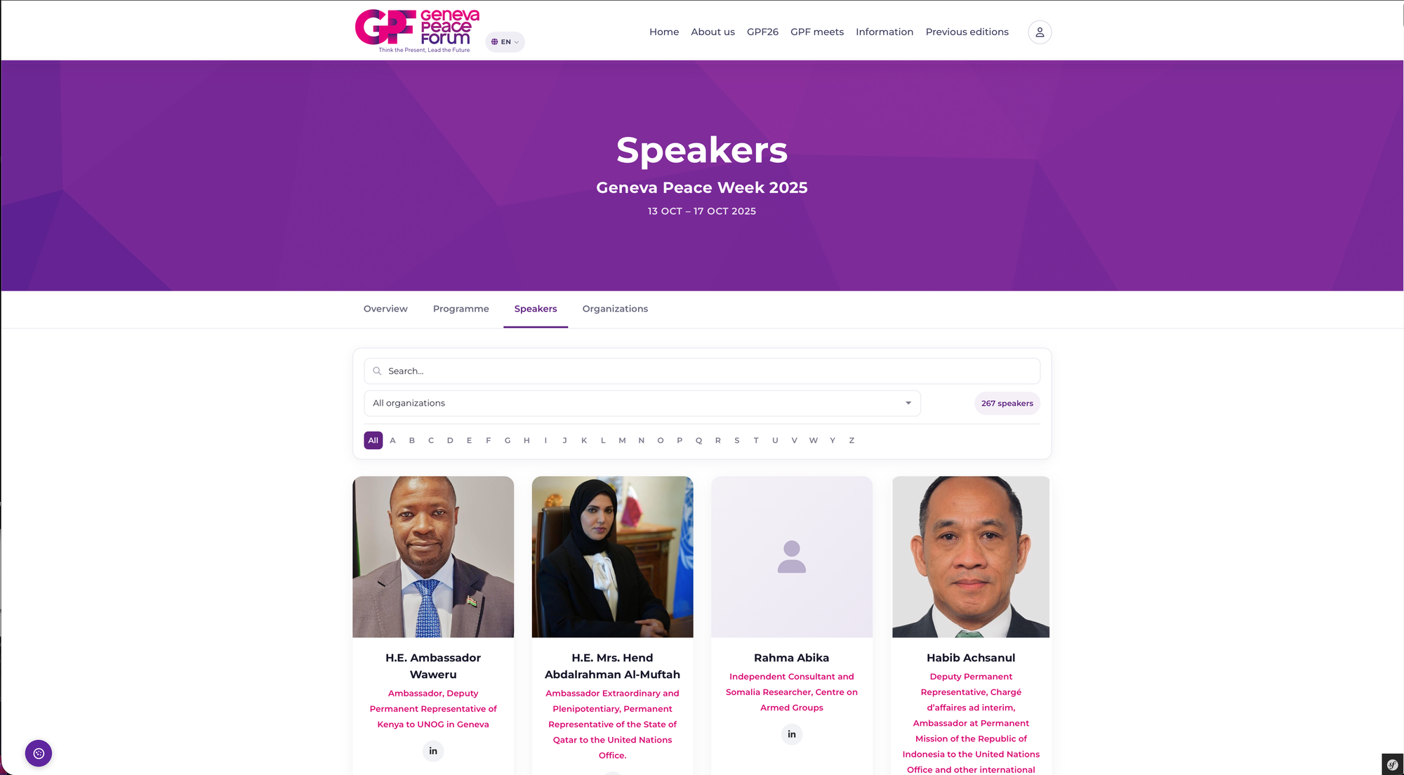 Geneva Peace Forum - Speakers