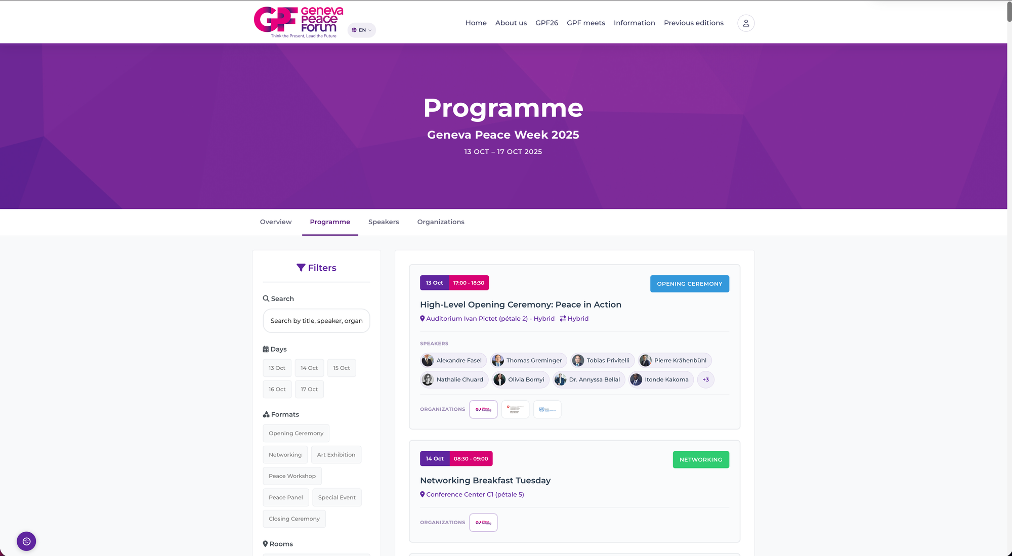 Geneva Peace Forum - Programme