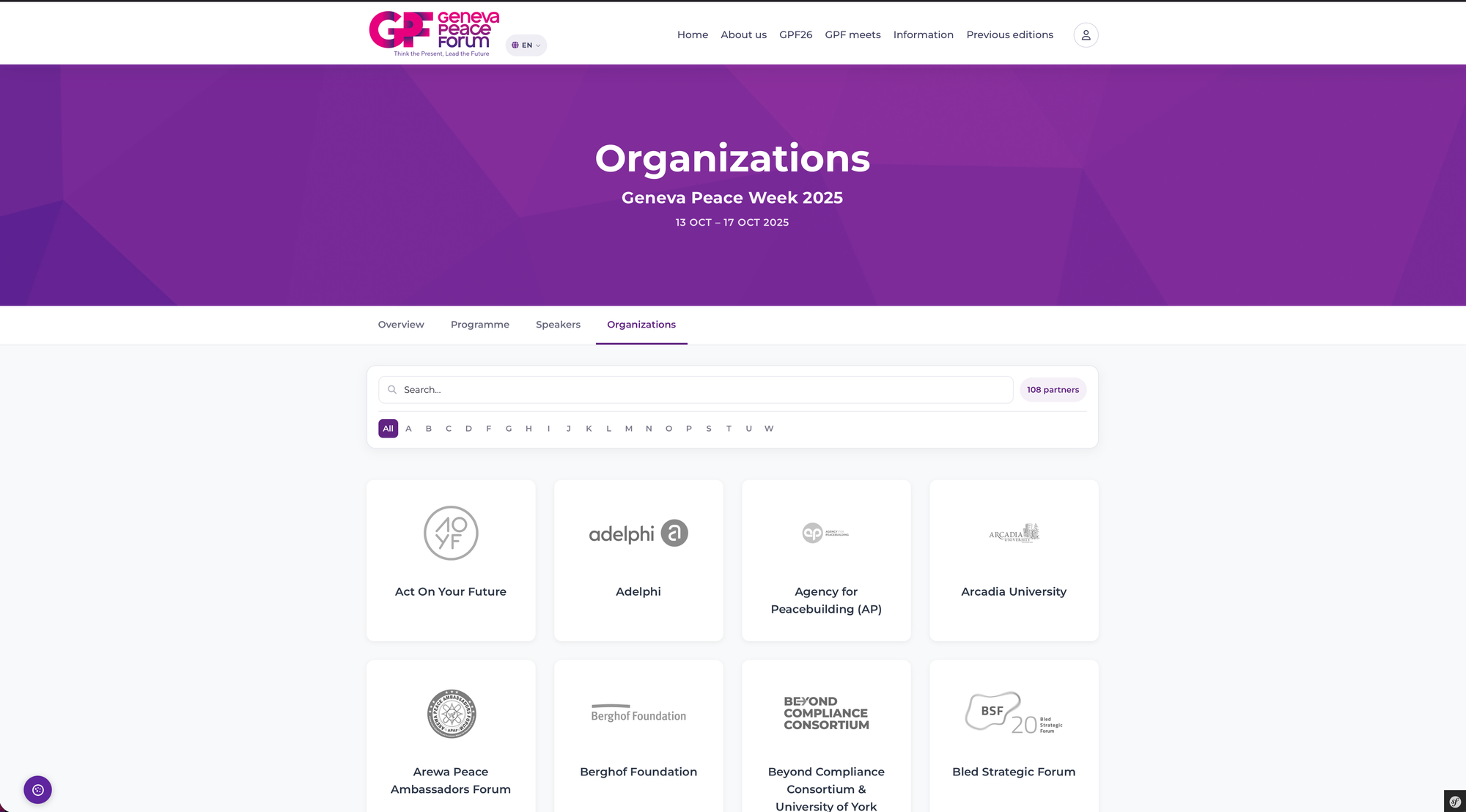 Geneva Peace Forum - Organizations