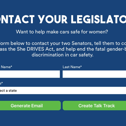 Contact Your Senator & Tell Them to Make Cars Safe for Women