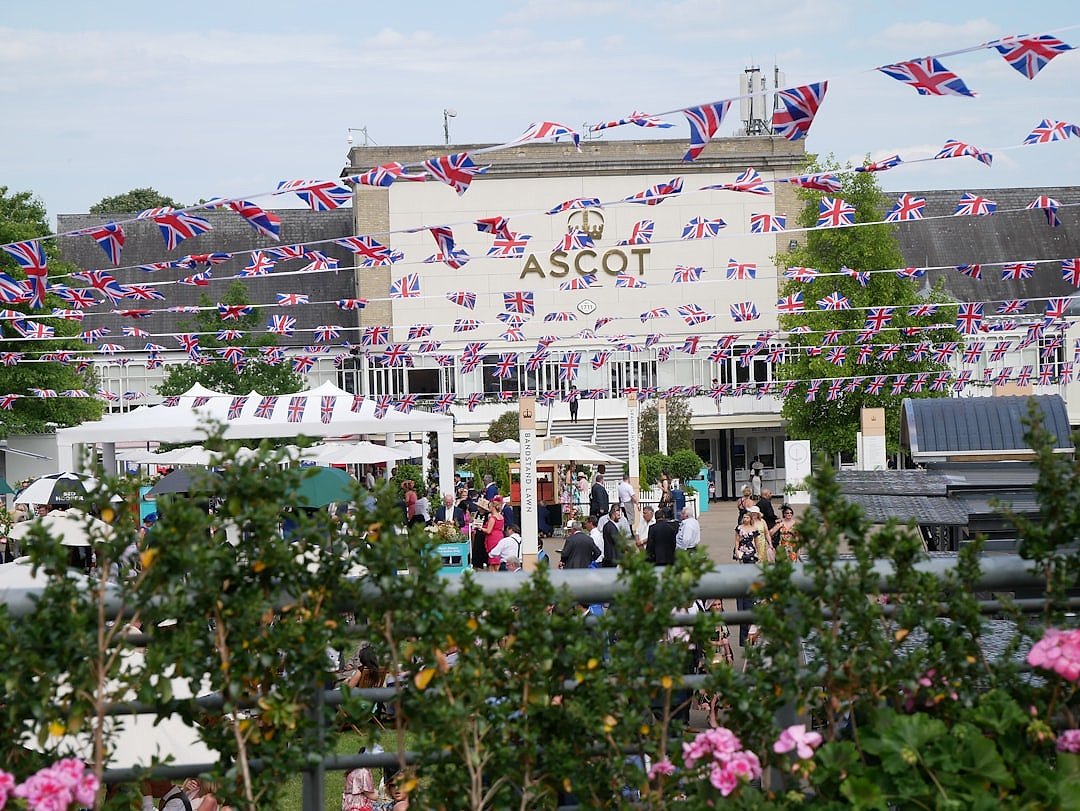 Ascot Racecourse exterior view showing the grandstand building