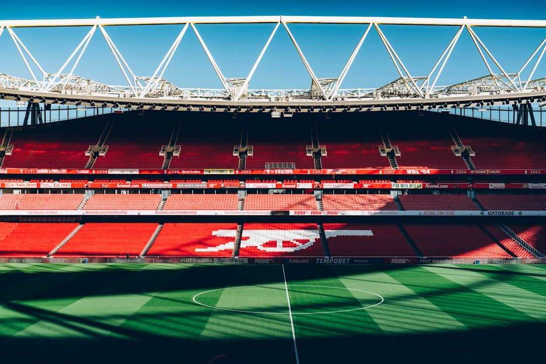English football stadium pitch view