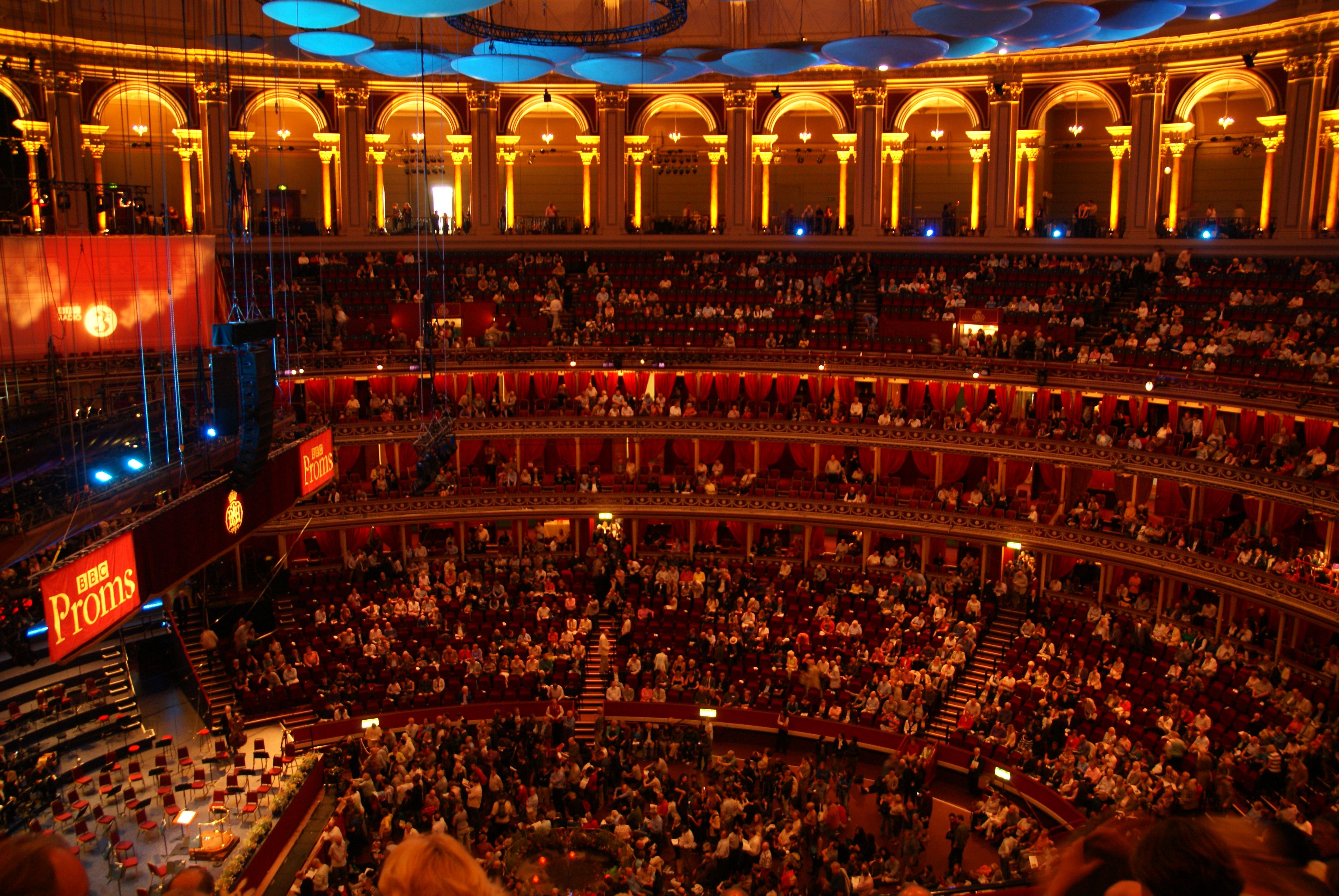 The box rings of the Royal Albert Hall lit warmly before a performance