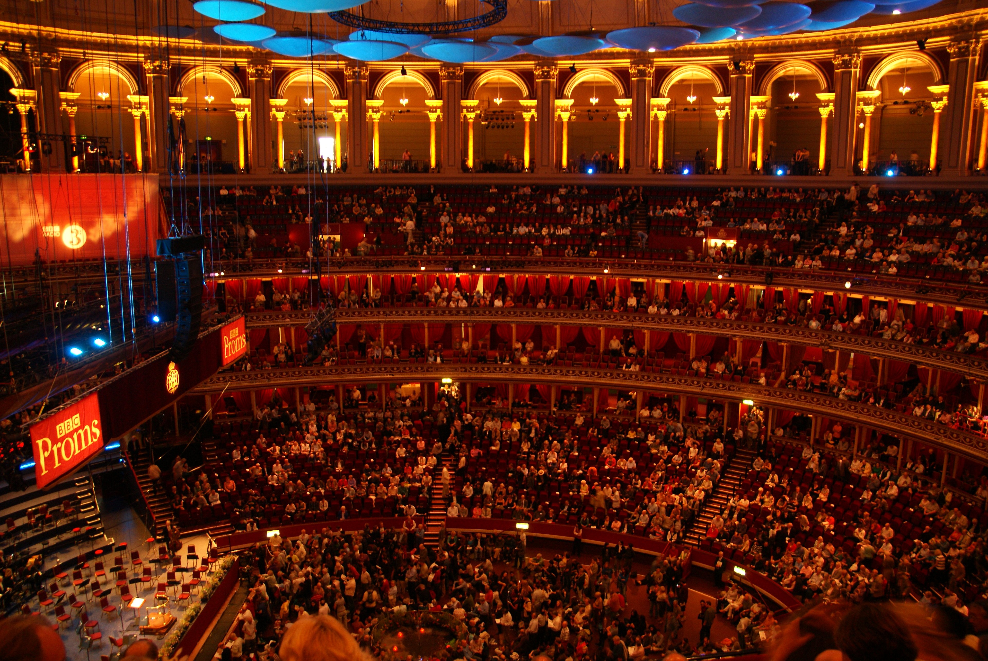 The box rings of the Royal Albert Hall lit warmly before a performance