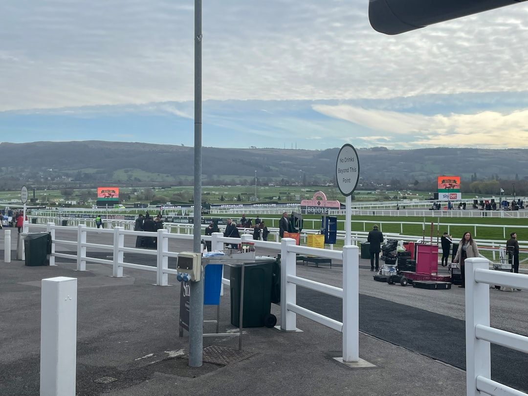 Panoramic view of a racecourse set against rolling countryside