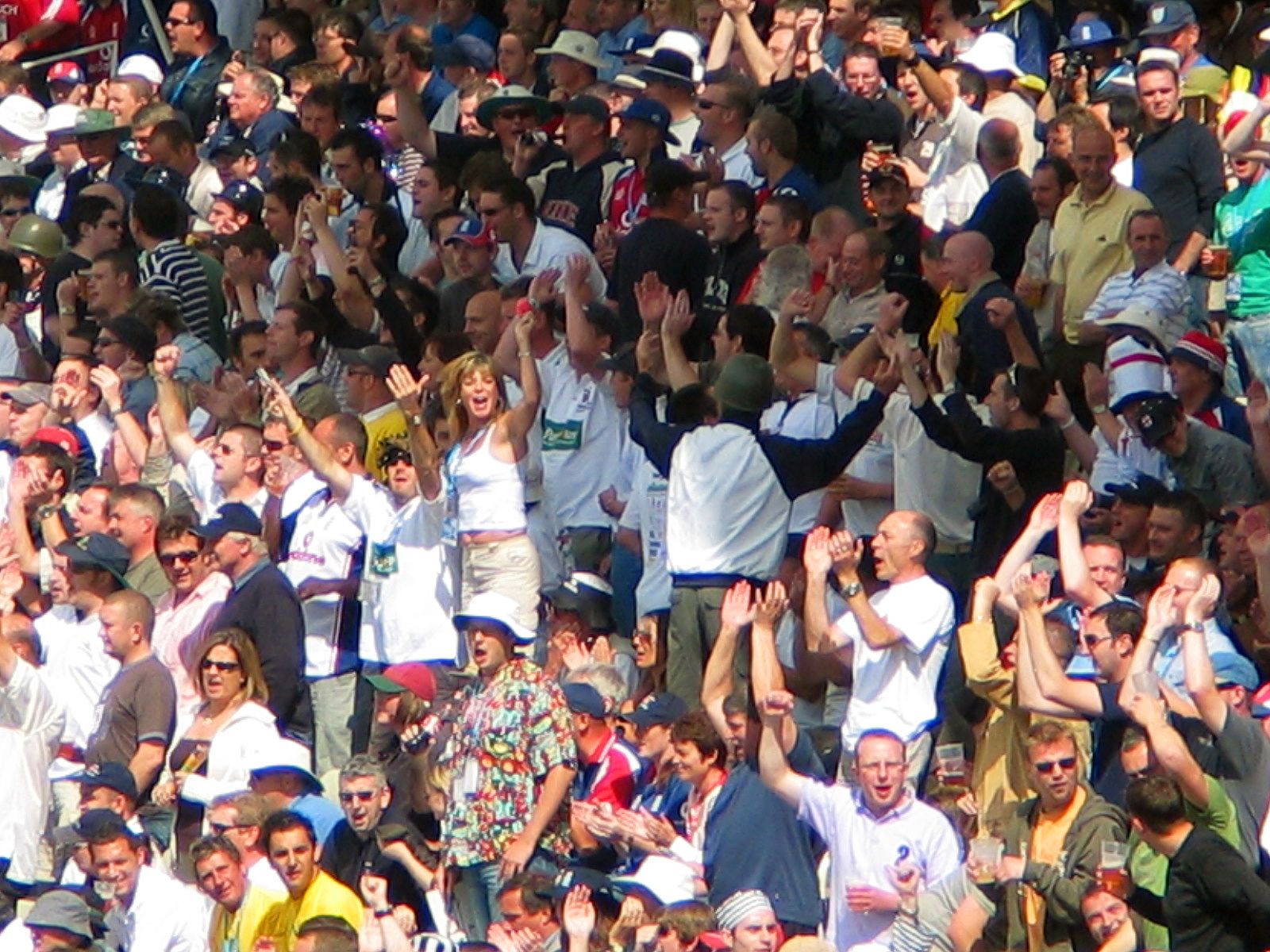 Fans celebrating Englands win at Edgbaston Cricket Ground
