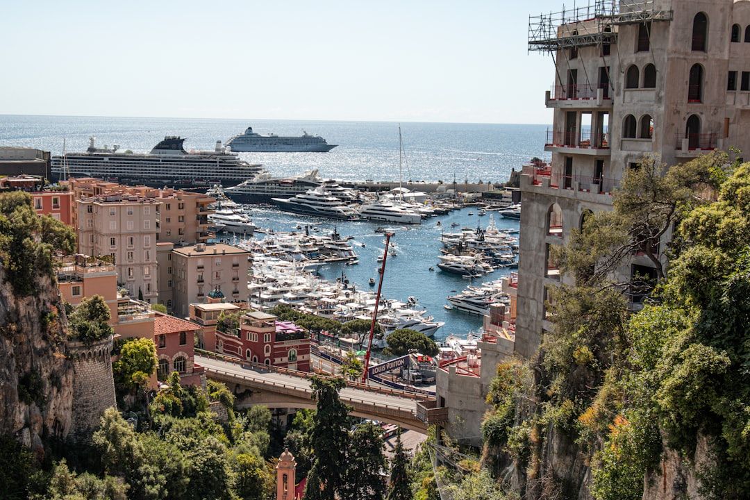 Yachts moored in Port Hercule, Monaco, in the days before the Grand Prix